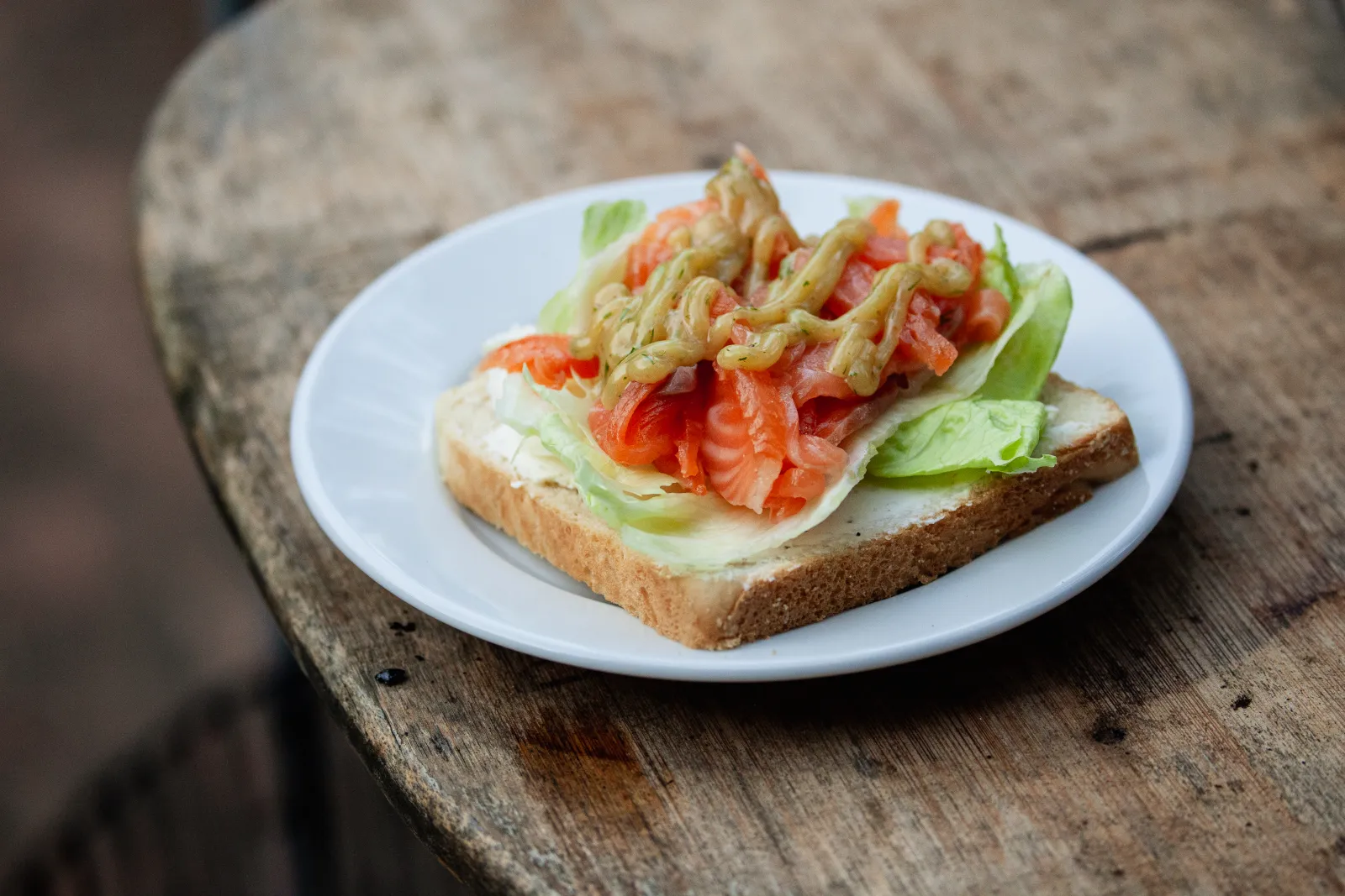 Offenes Sandwich mit Lachs und Salat